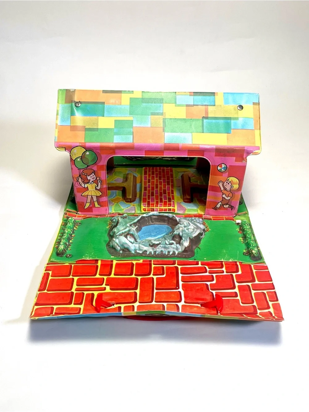 Vintage Kiddie Zoo Ideal Toy Corp Fold Out Playset Carry Case Little Kiddles